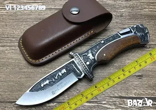 Нож,сгъваем 127х227+ кожен калъф - Columbia A3191, снимка 4 - Ножове - 53979063