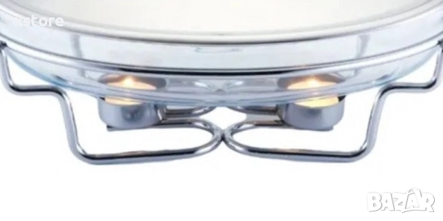 Съд за затопляне Bohmann, 3л. овал, 2 свещи, Стоманен капак, Стъкло, Инокс, снимка 4 - Съдове за готвене - 52697019