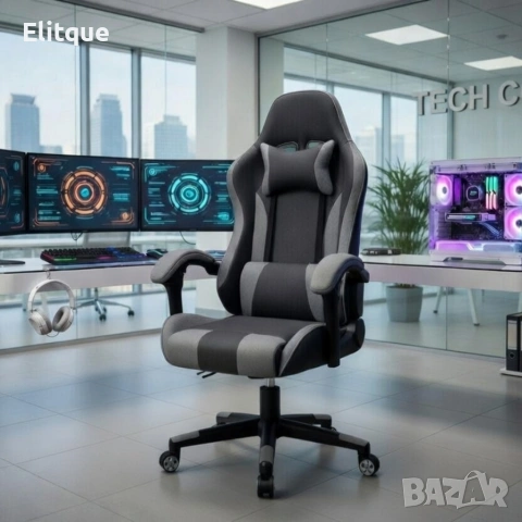 Ергономичен офис и геймърски сив стол – Максимален комфорт за гърба и врата, регулируем, снимка 3 - Други стоки за дома - 54211954