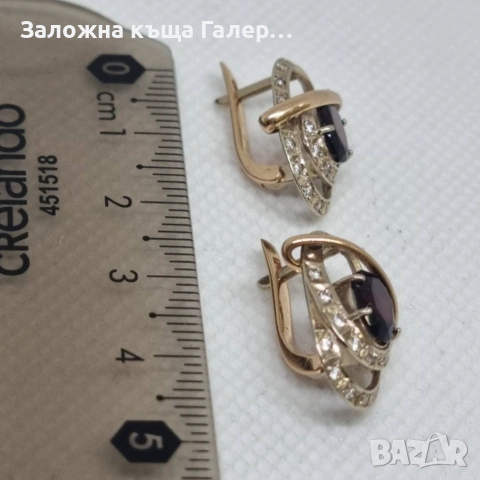 Елегантни златни обеци 585 с фианити – 5,26 г, снимка 8 - Обеци - 54215446