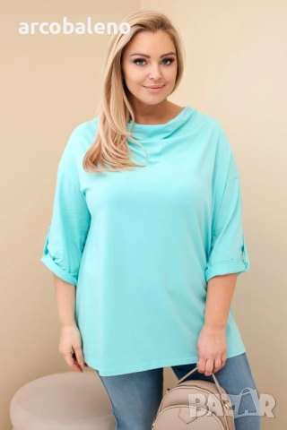 Дамска блуза Plus Size, свободна кройка, 14цвята, снимка 10 - Блузи с дълъг ръкав и пуловери - 52951310