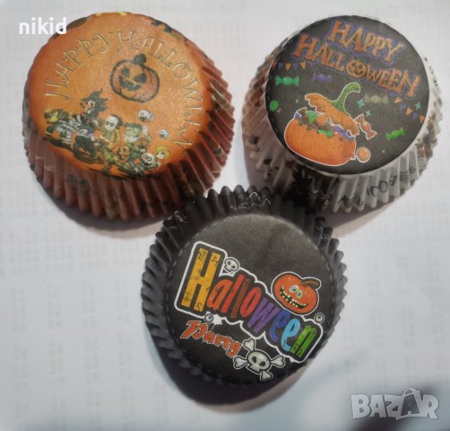 50 бр хартиени капсули 3 вида Хелоуин Halloween кошнички за кексчета мъфини парти