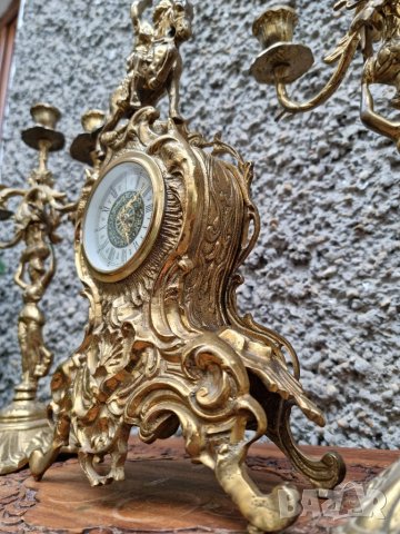 Антикварен Бронзов Часовник и Свещници "1960г" , снимка 13 - Антикварни и старинни предмети - 40151307