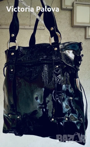 Маркова кожена чанта лак FREDERIC PARIS, снимка 5 - Чанти - 50675539