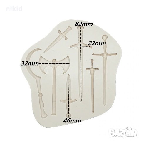 Сабя меч сатър нож сърп оръжие саби силиконов молд украса фондан шоколад торта гипс, снимка 2 - Форми - 31368600