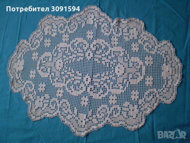 Винтидж плетена на една кука бяла покривка за маса, снимка 2 - Антикварни и старинни предмети - 34983633