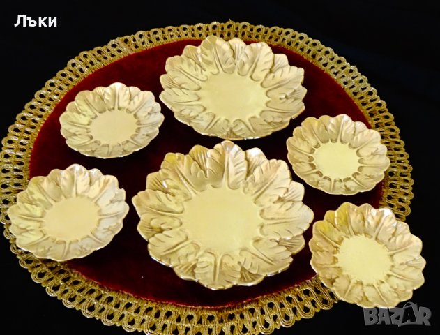 Бронзова чиния,купичка с релефни листенца. , снимка 6 - Антикварни и старинни предмети - 36598572