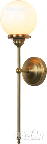 JIMUBEAM индустриална винтидж стенна лампа, бял стъклен глобус