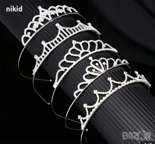 5 вида сребрист венец диадема детска дамска метална , снимка 5 - Аксесоари за коса - 52498227