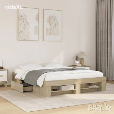 vidaXL Рамка за легло без матрак сонома дъб 160x200 см инженерно дърво, снимка 2 - Спални и легла - 56146900
