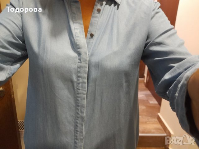 Дънкова рокля с дълъг ръкав, снимка 3 - Рокли - 37767654