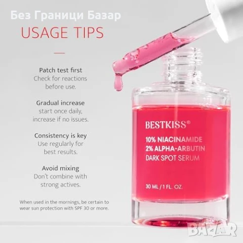 Нов Серум против тъмни петна с ниацинамид 10% и алфа-арбутин за лице, снимка 5 - Козметика за лице - 51147705