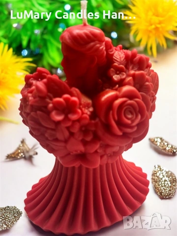 Свещ” Червената дама”, снимка 3 - Декорация за дома - 53223038