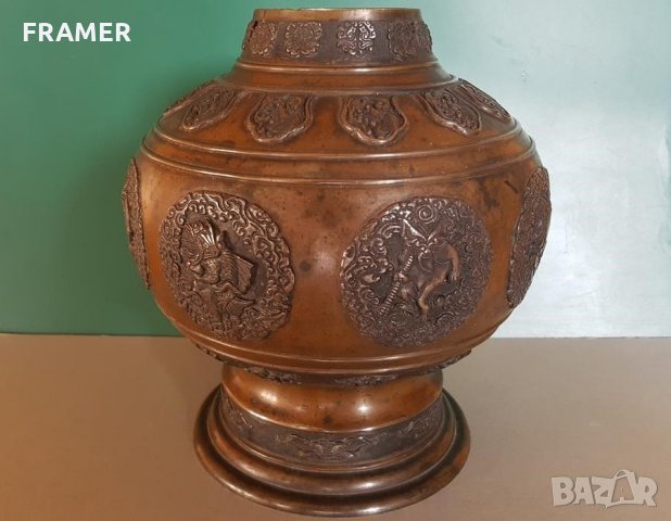 200 годишна - 18ти век колекционерска Китайска бронзова ваза, снимка 1 - Вази - 31457971