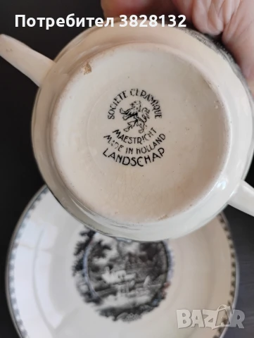 сет за супа - купа с две дръжки и подложна чиния, антикварен, снимка 5 - Антикварни и старинни предмети - 50818463