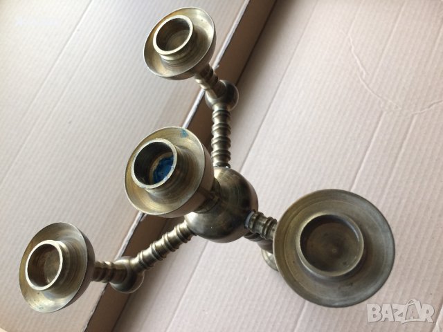  Свещник масивен - тежък от месинг, снимка 6 - Антикварни и старинни предмети - 34248128