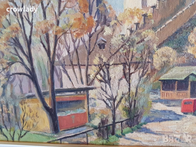 Йордан Филчев 1908 - 1968 Картина с маслени бои Замък 1965г., снимка 5 - Картини - 54296052