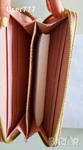 Нов дамски портфейл в бежов цвят с много прегради, снимка 5 - Портфейли, портмонета - 50807378