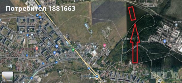 Продава се парцел  район Връбница с площ 5407 кв. м в строителните граници на гр. София , снимка 3 - Парцели - 40709662