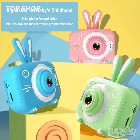Преносим детски цифров фотоапарат/камера Bunny HD 8MP  2” IPS екран/32 GB SD карта, розов, снимка 6 - Детски - 49308693