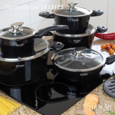 Комплект от 12 части - тенджери, тиган и подложки Edenberg EB-5613, снимка 8 - Съдове за готвене - 53878804
