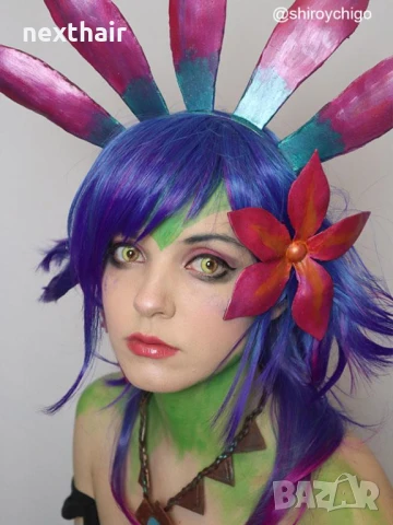 Аниме косплей LOL Neeko Cosplay перука микс от цветове, снимка 6 - Аксесоари за коса - 50453870