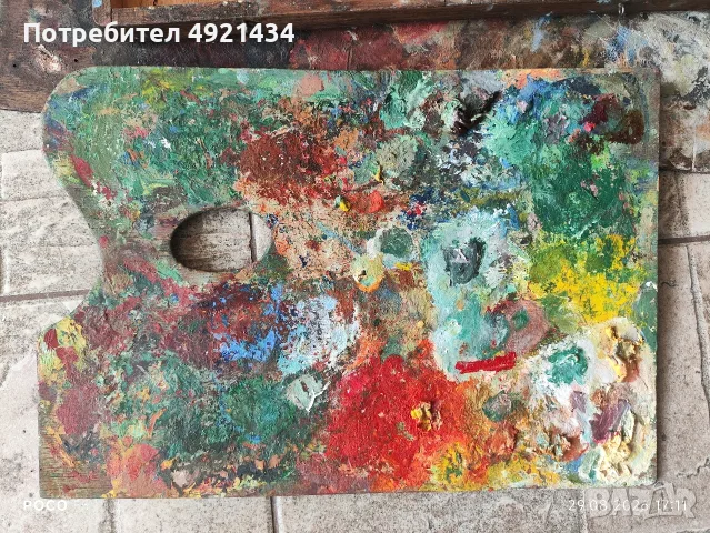 Старо дървено куфарче на художник и палитри, снимка 11 - Картини - 55861424