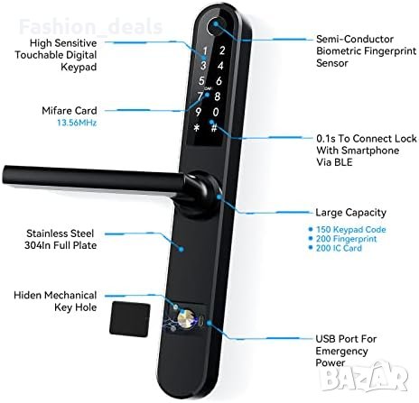Нова Интелигентна смарт ключалка за врата с код Дом Сигурност Цифров сензорен екран, снимка 2 - Други стоки за дома - 42071383