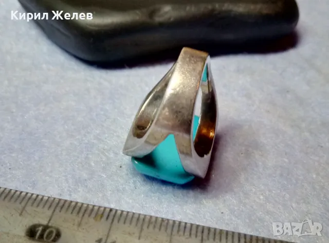 СКЪПОЦЕНЕН СРЕБЪРЕН ПРЪСТЕН СРЕБРО 925 с ГОЛЯМ ШЛИФОВАН ТЮРКОАЗ ВИНТИДЖ АРТ МОДЕЛ 48577, снимка 12 - Пръстени - 49294704