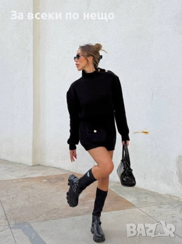 Дамски Комплект Блуза И Пола Плетиво - 2 Цвята Код SK207, снимка 3 - Комплекти - 52591340