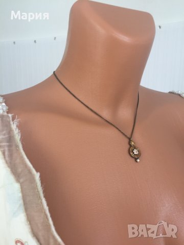 Медно Бутиково Декоративно Колие с цвете камъни мъниста меден цвят, снимка 8 - Колиета, медальони, синджири - 42329327