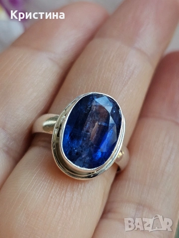 Красив сребърен пръстен с Кианит, снимка 4 - Пръстени - 54235067