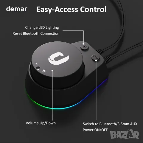 Jeecoo M40 геймърски саундбар с LED пламък, 3.5 мм AUX и Bluetooth, USB захранван, снимка 4 - Bluetooth тонколони - 50032746