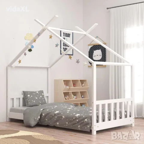 vidaXL Рамка за детско легло, бяла, бор масив, 80x160 см, снимка 2 - Бебешки легла и матраци - 56146564