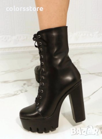 Боти на ток - черна кожа - BT16, снимка 3 - Дамски боти - 39439241