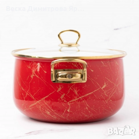 Тенджера Goldmann GM 8017-26R, 26x16см.\8.5л., Емайл, Индукция, Червена, снимка 4 - Съдове за готвене - 52142840