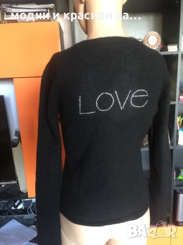 Черна кашмирена жилетка по тялото (100% кашмир), снимка 3 - Жилетки - 52131725