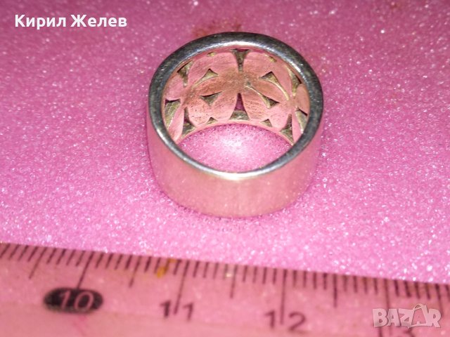ФЛОРАЛЕН ЕМАЙЛИРАН СРЕБЪРЕН ПРЪСТЕН СРЕБРО 925 АНГЛИЙСКИ СТАРА РЪЧНА ИЗРАБОТКА 41844, снимка 14 - Пръстени - 44405920