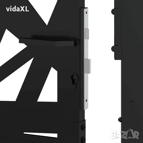 vidaXL Градинска порта, черна, 100x175 см, стоманена, светъл дизайн, снимка 8 - Огради и мрежи - 56147578