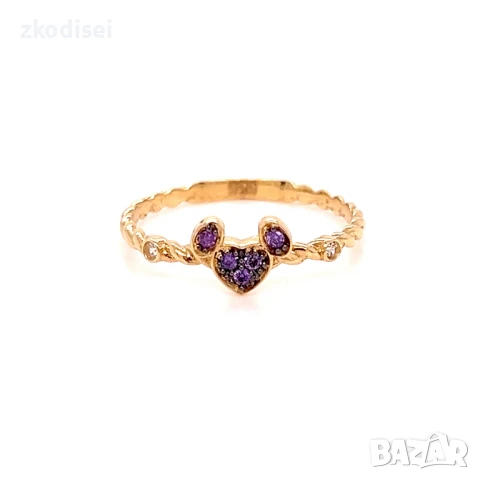 Златен дамски пръстен 1,12гр. размер:54 14кр. проба:585 модел:32137-1, снимка 1