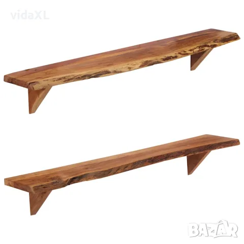 vidaXL Стенни рафтове, 2 бр, 110x20x18 см, акациево дърво масив