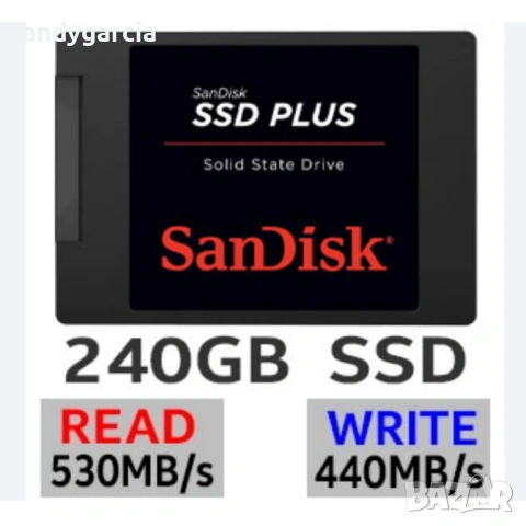 240GB SANDISK PLUS SSD ЧИСТО НОВ ДИСК SATA 6Gb/s. 2.5 inch скорост четене/запис - 550/440 MB/s 