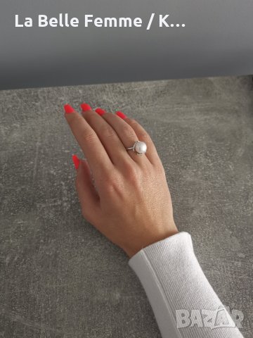 Сребърен пръстен с красива перла, снимка 5 - Пръстени - 34981220