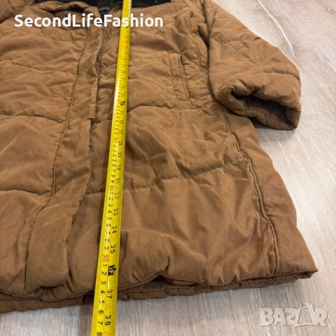 Дамско кафяво пухено яке Luhta, размер L, винтидж ватирано зимно палто, топло ретро, снимка 5 - Якета - 52859015