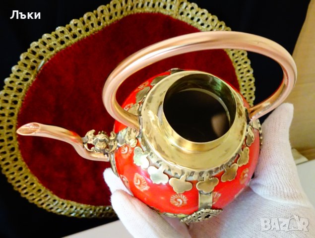 Чайник,кана Тибет от порцелан,мед и месинг. , снимка 9 - Антикварни и старинни предмети - 37512660