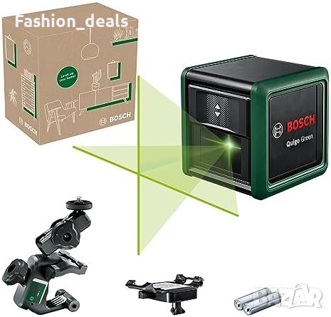 Нов Bosch Quigo Green Лазерен Нивелир + Универсална Скоба MM 2