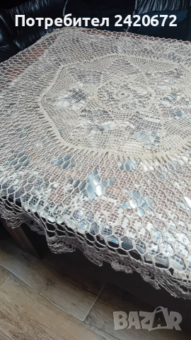 ръчно плетена кръгла покривка, снимка 4 - Декорация за дома - 53948883