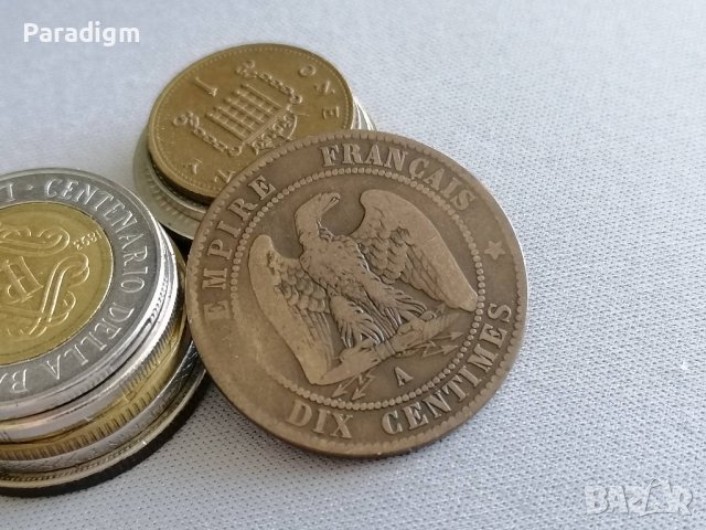 Mонета - Франция - 10 сентима (Наполеон III) | 1855г.
