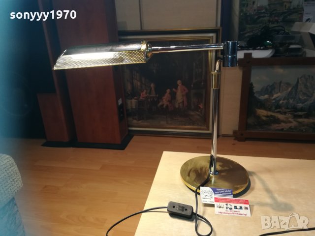поръчана-gold & inox настолна масивна лампа-внос швеицария, снимка 1 - Настолни лампи - 30151609