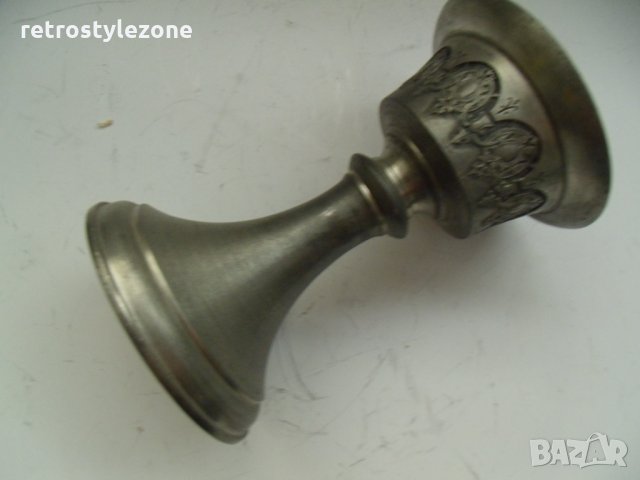 № 5573 стар метален свещник WMF  - надпис / печат / маркировка  - размери - височина 11 см , диаметъ, снимка 2 - Други ценни предмети - 33959892